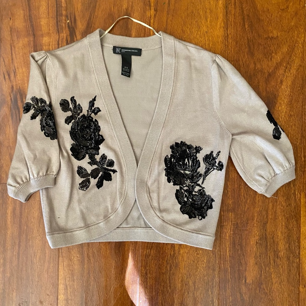 Grey Bolero with Floral Black Sequin